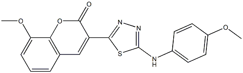 8-(methyloxy)-3-(5-{[4-(methyloxy)phenyl]amino}-1,3,4-thiadiazol-2-yl)-2H-chromen-2-one Struktur