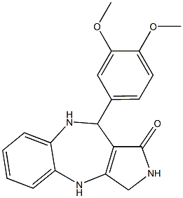 10-(3,4-dimethoxyphenyl)-3,4,9,10-tetrahydropyrrolo[3,4-b][1,5]benzodiazepin-1(2H)-one Struktur