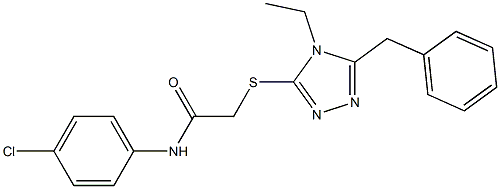 2-[(5-benzyl-4-ethyl-4H-1,2,4-triazol-3-yl)sulfanyl]-N-(4-chlorophenyl)acetamide Struktur