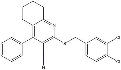 2-[(3,4-dichlorobenzyl)sulfanyl]-4-phenyl-5,6,7,8-tetrahydroquinoline-3-carbonitrile Struktur