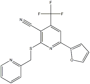 6-(2-furyl)-2-[(pyridin-2-ylmethyl)sulfanyl]-4-(trifluoromethyl)nicotinonitrile Struktur