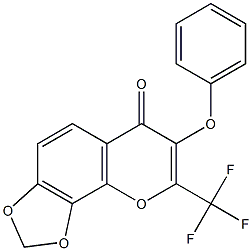 7-phenoxy-8-(trifluoromethyl)-6H-[1,3]dioxolo[4,5-h]chromen-6-one Struktur