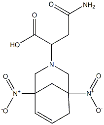 4-amino-2-{1,5-bisnitro-3-azabicyclo[3.3.1]non-6-en-3-yl}-4-oxobutanoic acid Struktur