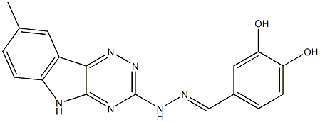 3,4-dihydroxybenzaldehyde (8-methyl-5H-[1,2,4]triazino[5,6-b]indol-3-yl)hydrazone Struktur