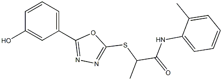 2-{[5-(3-hydroxyphenyl)-1,3,4-oxadiazol-2-yl]sulfanyl}-N-(2-methylphenyl)propanamide Struktur