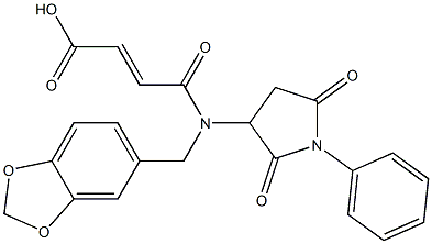 4-[(1,3-benzodioxol-5-ylmethyl)(2,5-dioxo-1-phenyl-3-pyrrolidinyl)amino]-4-oxo-2-butenoic acid Struktur