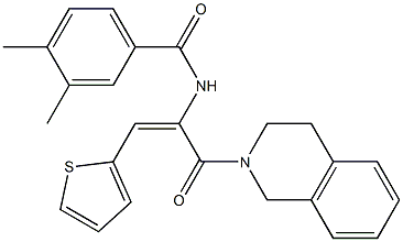 N-[1-(3,4-dihydro-2(1H)-isoquinolinylcarbonyl)-2-(2-thienyl)vinyl]-3,4-dimethylbenzamide Struktur