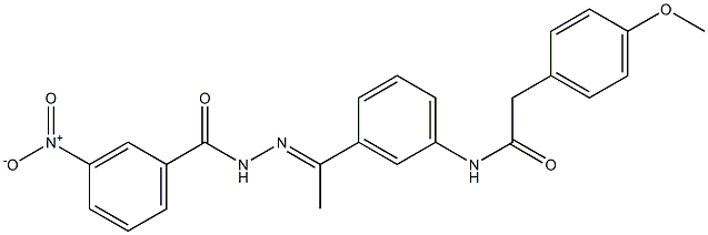 N-[3-(N-{3-nitrobenzoyl}ethanehydrazonoyl)phenyl]-2-(4-methoxyphenyl)acetamide Struktur