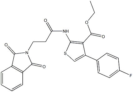 ethyl 2-{[3-(1,3-dioxo-1,3-dihydro-2H-isoindol-2-yl)propanoyl]amino}-4-(4-fluorophenyl)-3-thiophenecarboxylate Struktur