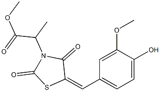 methyl 2-[5-(4-hydroxy-3-methoxybenzylidene)-2,4-dioxo-1,3-thiazolidin-3-yl]propanoate Struktur