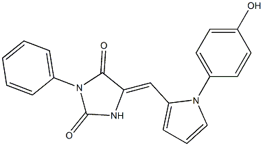 5-{[1-(4-hydroxyphenyl)-1H-pyrrol-2-yl]methylene}-3-phenylimidazolidine-2,4-dione Struktur