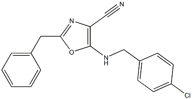 2-benzyl-5-[(4-chlorobenzyl)amino]-1,3-oxazole-4-carbonitrile Struktur