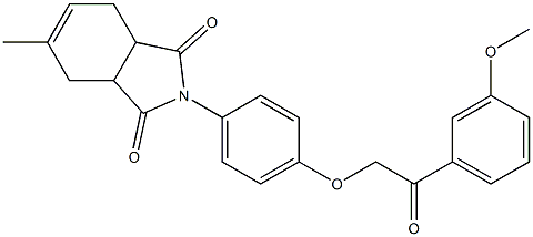 2-{4-[2-(3-methoxyphenyl)-2-oxoethoxy]phenyl}-5-methyl-3a,4,7,7a-tetrahydro-1H-isoindole-1,3(2H)-dione Struktur