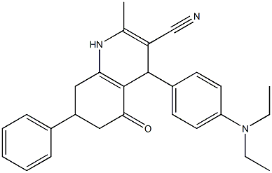 4-[4-(diethylamino)phenyl]-2-methyl-5-oxo-7-phenyl-1,4,5,6,7,8-hexahydro-3-quinolinecarbonitrile Struktur