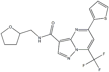 N-(tetrahydro-2-furanylmethyl)-5-(2-thienyl)-7-(trifluoromethyl)pyrazolo[1,5-a]pyrimidine-3-carboxamide Struktur