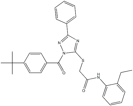 2-{[1-(4-tert-butylbenzoyl)-3-phenyl-1H-1,2,4-triazol-5-yl]sulfanyl}-N-(2-ethylphenyl)acetamide Struktur