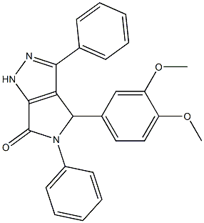 4-(3,4-dimethoxyphenyl)-3,5-diphenyl-4,5-dihydropyrrolo[3,4-c]pyrazol-6(1H)-one Struktur