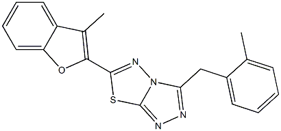 6-(3-methyl-1-benzofuran-2-yl)-3-(2-methylbenzyl)[1,2,4]triazolo[3,4-b][1,3,4]thiadiazole Struktur