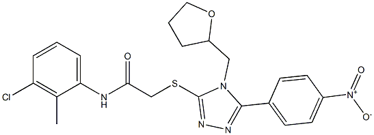 N-(3-chloro-2-methylphenyl)-2-{[5-{4-nitrophenyl}-4-(tetrahydro-2-furanylmethyl)-4H-1,2,4-triazol-3-yl]sulfanyl}acetamide Struktur