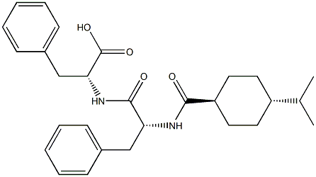 2(R)-[2(R)-(((trans-4-(1-Methylethyl)cyclohexyl)carbonyl)amino)-3-phenyl propionamido]-3-phenyl propionic acid. Struktur