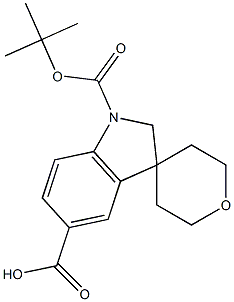 1-(tert-butoxycarbonyl)-2',3',5',6'-tetrahydrospiro[indoline-3,4'-pyran]-5-carboxylic acid Struktur