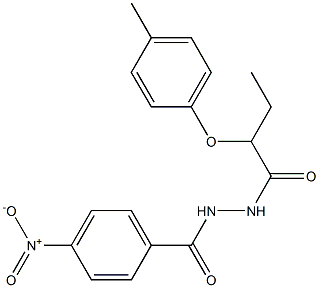 2-(4-methylphenoxy)-N'-(4-nitrobenzoyl)butanohydrazide Struktur