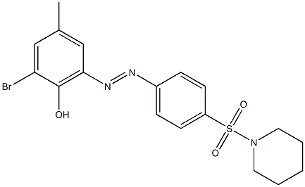 2-bromo-4-methyl-6-{(E)-2-[4-(1-piperidinylsulfonyl)phenyl]diazenyl}phenol Struktur