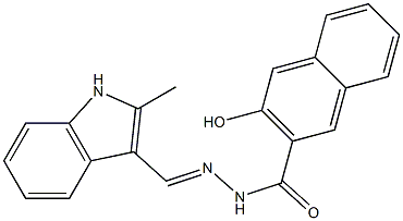 3-hydroxy-N'-[(E)-(2-methyl-1H-indol-3-yl)methylidene]-2-naphthohydrazide Struktur