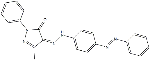 3-methyl-1-phenyl-1H-pyrazole-4,5-dione 4-(N-{4-[(E)-2-phenyldiazenyl]phenyl}hydrazone) Struktur