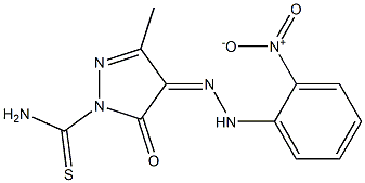 3-methyl-4-[(Z)-2-(2-nitrophenyl)hydrazono]-5-oxo-1H-pyrazole-1(5H)-carbothioamide Struktur