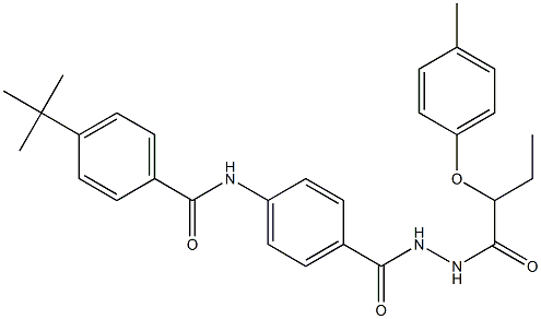 4-(tert-butyl)-N-[4-({2-[2-(4-methylphenoxy)butanoyl]hydrazino}carbonyl)phenyl]benzamide Struktur