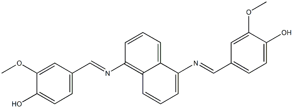 4-{[(5-{[(E)-(4-hydroxy-3-methoxyphenyl)methylidene]amino}-1-naphthyl)imino]methyl}-2-methoxyphenol Struktur