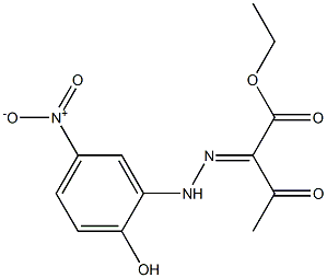 ethyl 2-[(E)-2-(2-hydroxy-5-nitrophenyl)hydrazono]-3-oxobutanoate Struktur