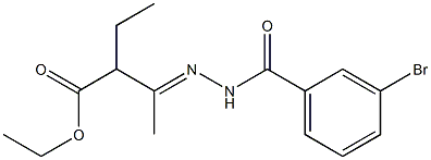 ethyl 3-[(E)-2-(3-bromobenzoyl)hydrazono]-2-ethylbutanoate Struktur