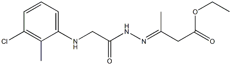 ethyl 3-{(E)-2-[2-(3-chloro-2-methylanilino)acetyl]hydrazono}butanoate Struktur