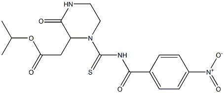 isopropyl 2-(1-{[(4-nitrobenzoyl)amino]carbothioyl}-3-oxo-2-piperazinyl)acetate Struktur