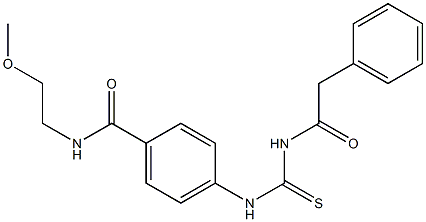 N-(2-methoxyethyl)-4-({[(2-phenylacetyl)amino]carbothioyl}amino)benzamide Struktur