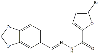 N'-[(E)-1,3-benzodioxol-5-ylmethylidene]-5-bromo-2-furohydrazide Struktur