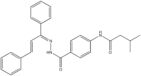 N-[4-({2-[(Z,2E)-1,3-diphenyl-2-propenylidene]hydrazino}carbonyl)phenyl]-3-methylbutanamide Struktur