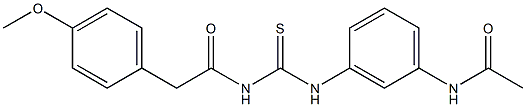 N-{3-[({[2-(4-methoxyphenyl)acetyl]amino}carbothioyl)amino]phenyl}acetamide Struktur