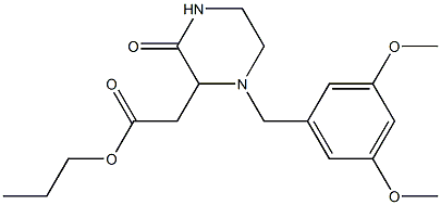 propyl 2-[1-(3,5-dimethoxybenzyl)-3-oxo-2-piperazinyl]acetate Struktur