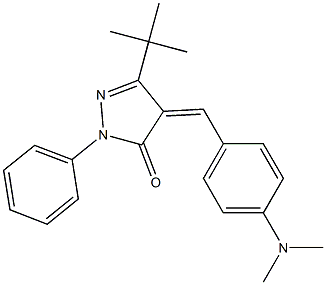 3-(tert-butyl)-4-{(Z)-[4-(dimethylamino)phenyl]methylidene}-1-phenyl-1H-pyrazol-5-one Struktur