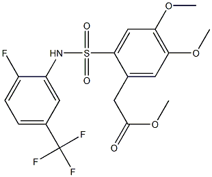 methyl 2-(2-{[2-fluoro-5-(trifluoromethyl)anilino]sulfonyl}-4,5-dimethoxyphenyl)acetate Struktur