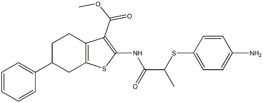 methyl 2-({2-[(4-aminophenyl)thio]propanoyl}amino)-6-phenyl-4,5,6,7-tetrahydro-1-benzothiophene-3-carboxylate Struktur