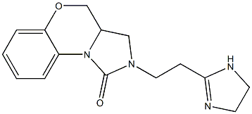 2,3,3a,4-Tetrahydro-2-[2-(1-imidazolin-2-yl)ethyl]-1H-imidazo[5,1-c][1,4]benzoxazin-1-one Struktur