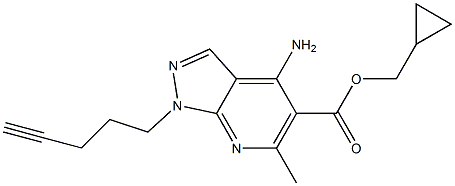 1-(4-Pentynyl)-4-amino-6-methyl-1H-pyrazolo[3,4-b]pyridine-5-carboxylic acid cyclopropylmethyl ester Struktur