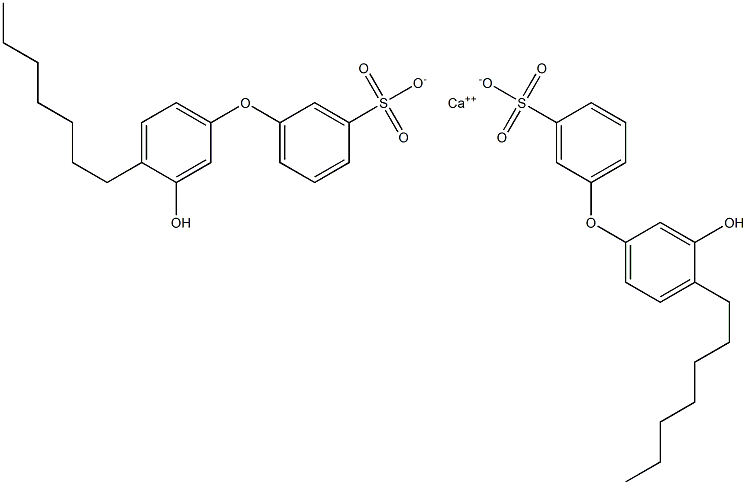 Bis(3'-hydroxy-4'-heptyl[oxybisbenzene]-3-sulfonic acid)calcium salt Struktur