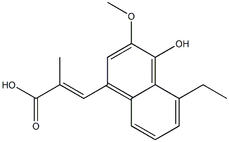 (E)-3-(4-Hydroxy-3-methoxy-5-ethyl-1-naphthalenyl)-2-methylacrylic acid Struktur