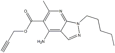 1-Pentyl-4-amino-6-methyl-1H-pyrazolo[3,4-b]pyridine-5-carboxylic acid 2-propynyl ester Struktur