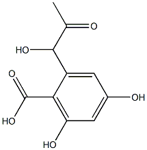 2-(1-Hydroxy-2-oxopropyl)-4,6-dihydroxybenzoic acid Struktur